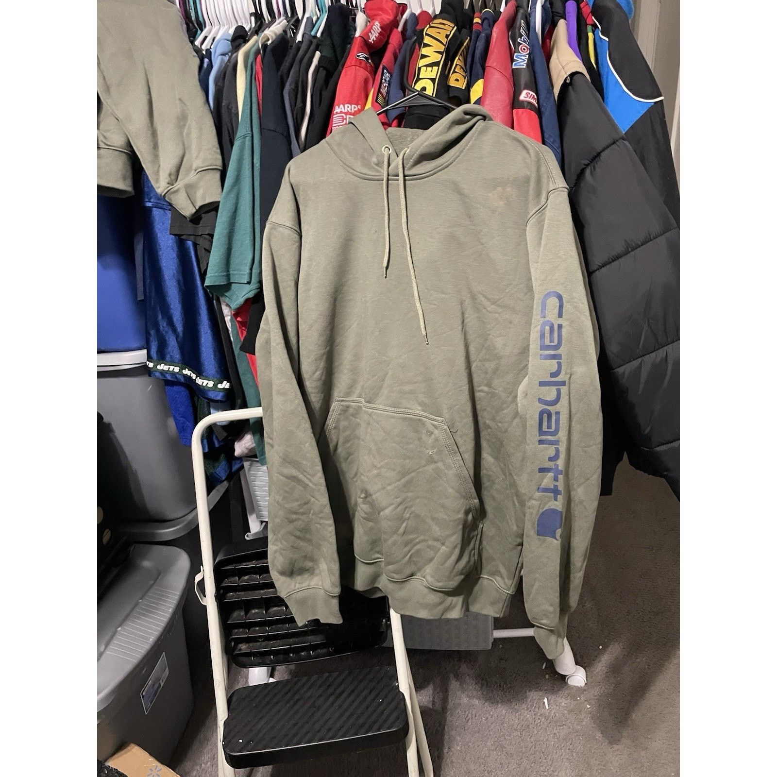 Carhartt Size L-Carhartt Men's Dusty Olive Midweight Logo Hoodie Size US L / EU 52-54 / 3 - 1 Thumbnail