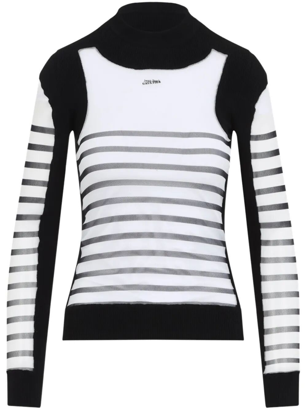 Jean Paul Gaultier MIX MESH AND KNIT LONG SLEEVES PULLOVER PRINTED "MARINIERE" Size M / US 6-8 / IT 42-44 - 1 Thumbnail