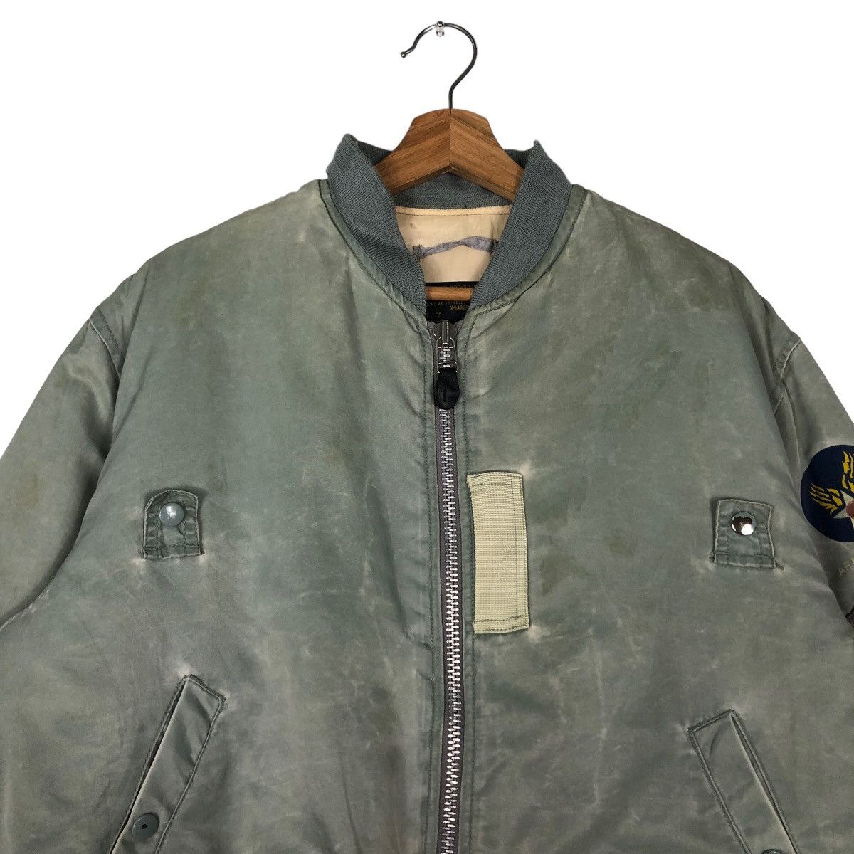Vintage 🔥Vintage MA-1 Bomber Jacket Houstan Fly Air Forces USA Size US XL / EU 56 / 4 - 4 Thumbnail