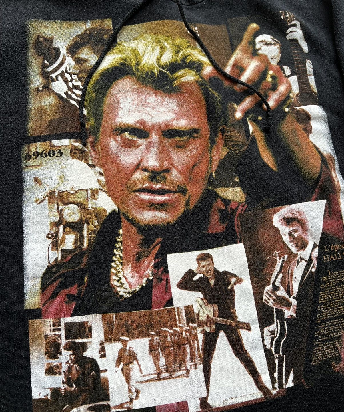 Band Tees × Vintage Vintage Johnny Hallyday Big Logo Black Hoodie Size US L / EU 52-54 / 3 - 3 Thumbnail