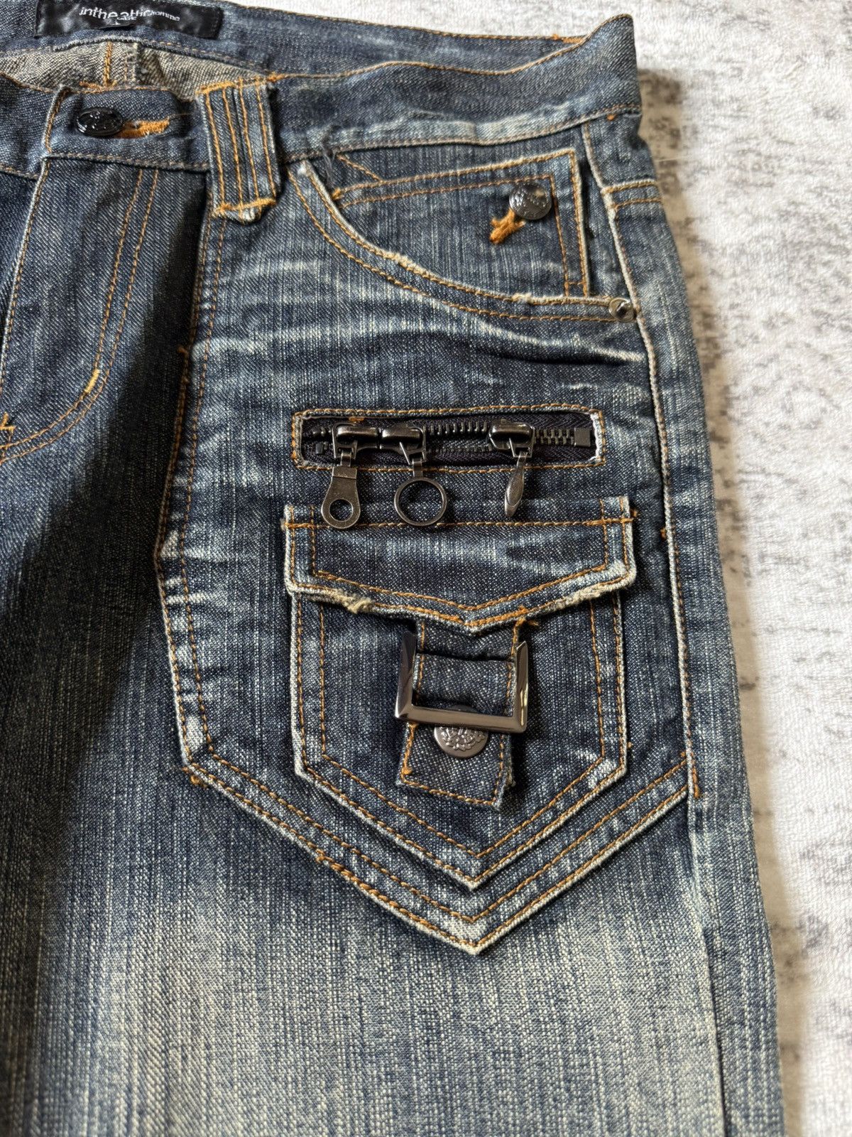 In The Attic In The Attic Japan Mud Earthy Wash Paneled Gun Pocket Jeans Size US 30 / EU 46 - 6 Thumbnail