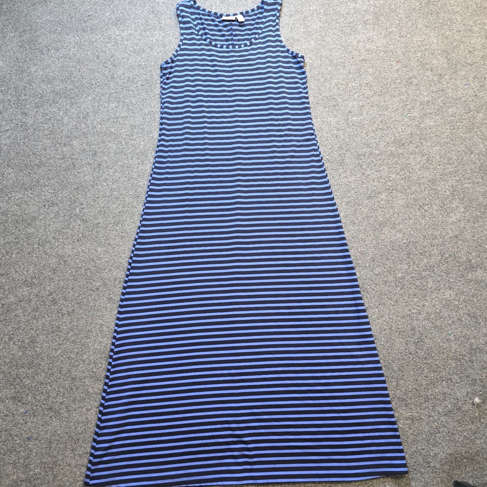 Vintage Chicos Dress Maxi Womens Large Blue Striped Sleeveless Casual Knit Rayon Spandex Size L / US 10 / IT 46 - 2 Thumbnail