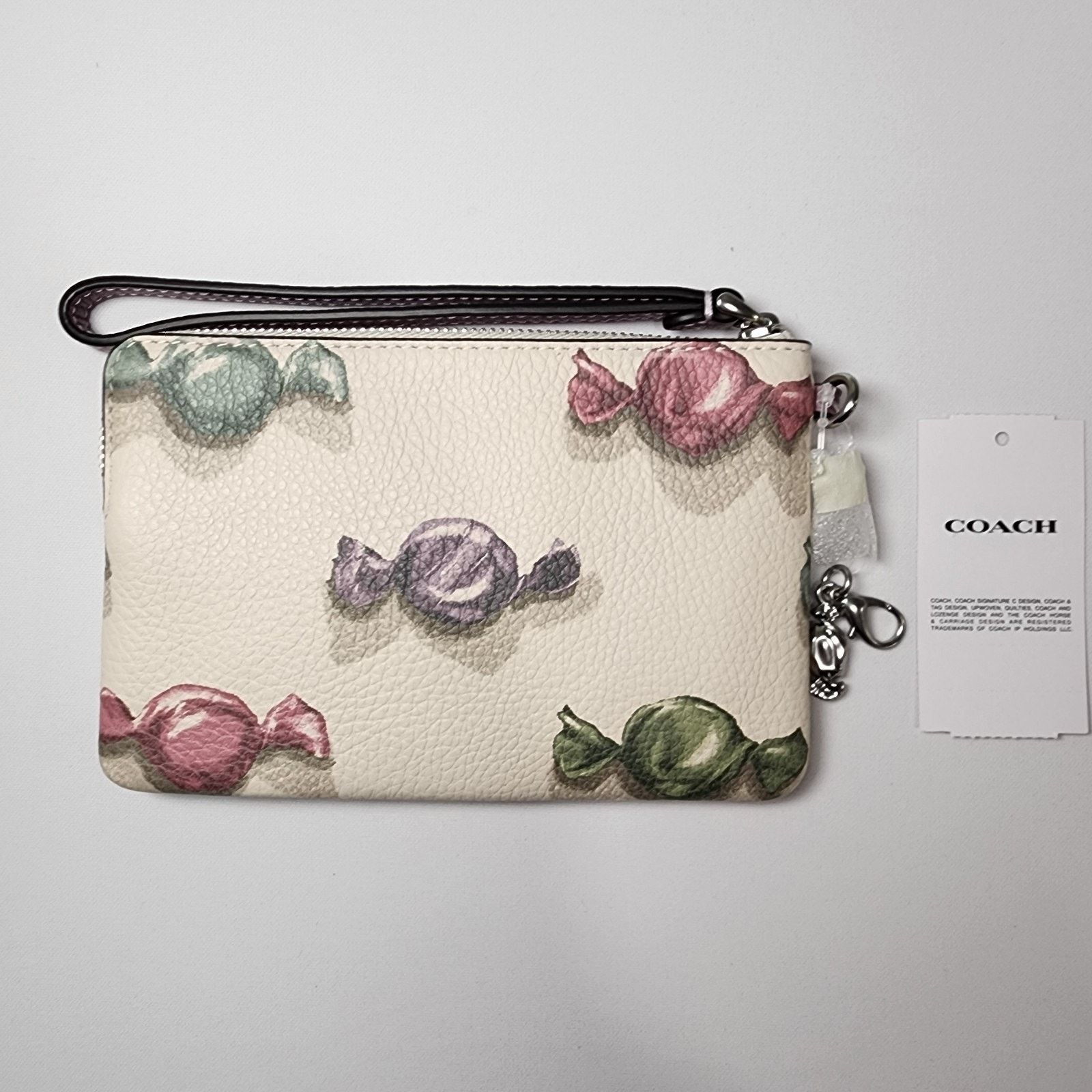 Coach COACH CDF34 Corner Zip Wristlet Candy Charm Chalk/Jasmine Size ONE SIZE - 5 Thumbnail