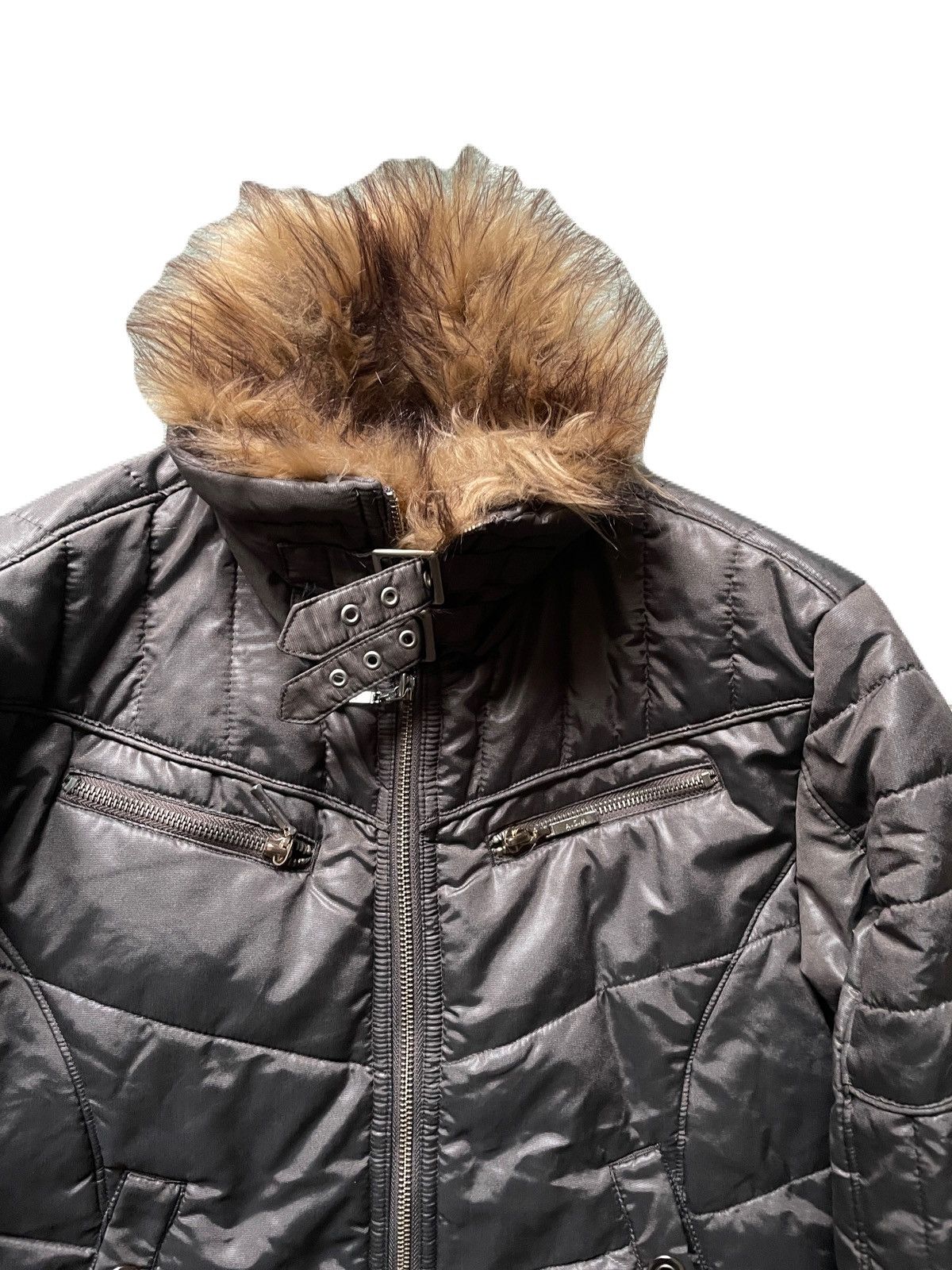 2000s Japanese archive Vkei Fur Military Zip Jacket