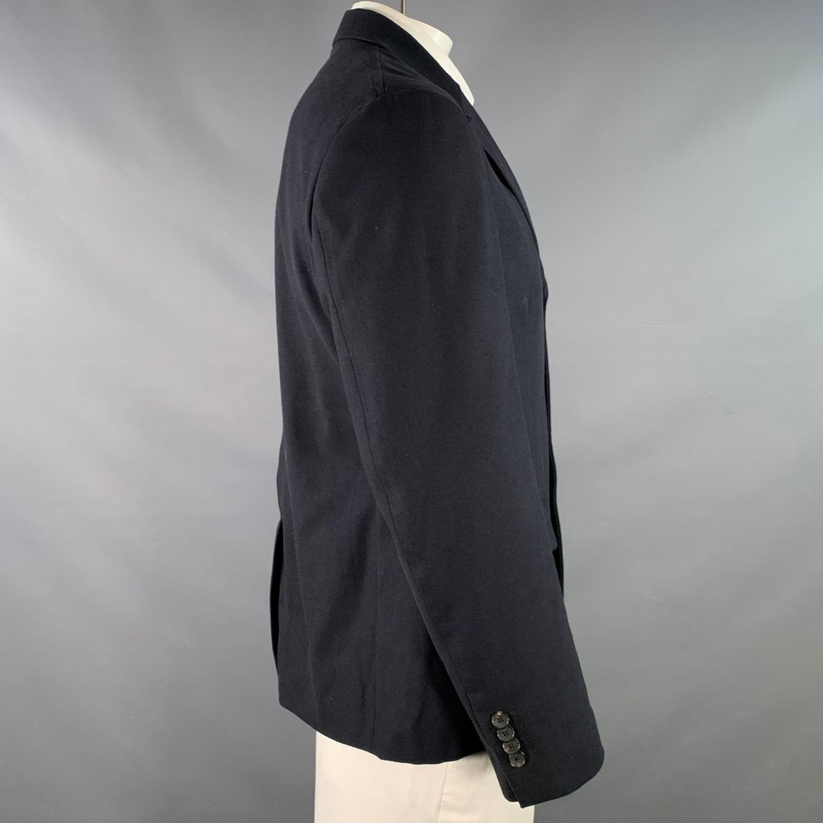Salvatore Ferragamo Size 42 Navy Twill Virgin Wool Cotton Sport Coat Size 42R - 2 Thumbnail