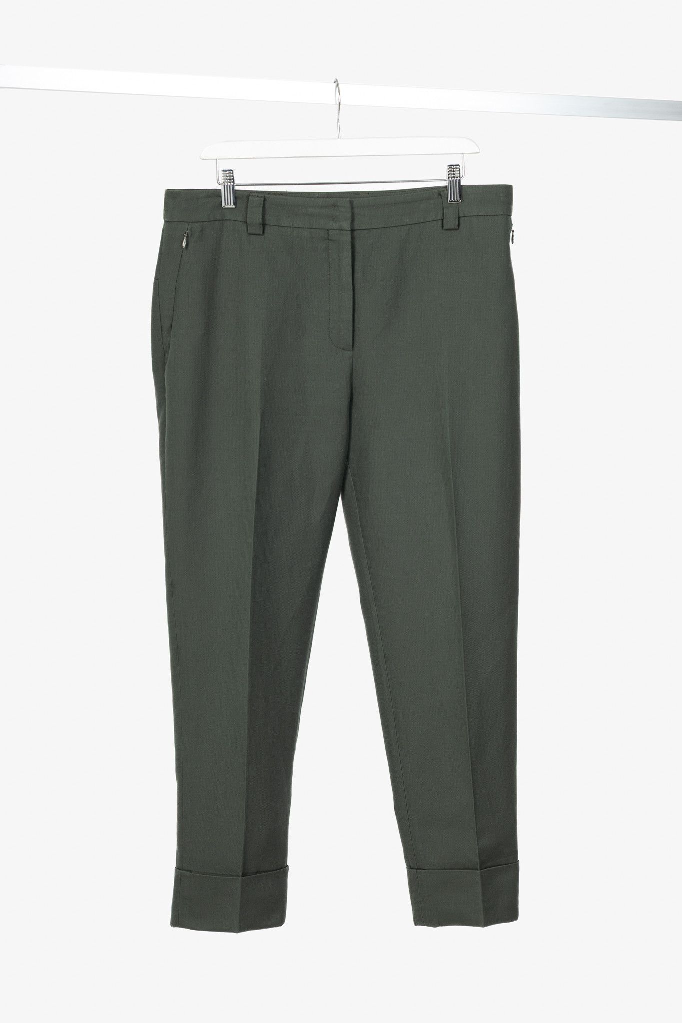 Akris Akris Maxima Green Cotton & Silk Twill Cropped Trousers Size 32" / US 10 / IT 46 - 1 Thumbnail
