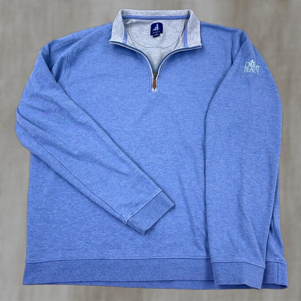 johnnie-O Jonnie-O Sweater Men XL Light Blue Pullover Quarter Zip Sweatshirt Golf Cotton Shirt Size US XL / EU 56 / 4 - 1 Thumbnail