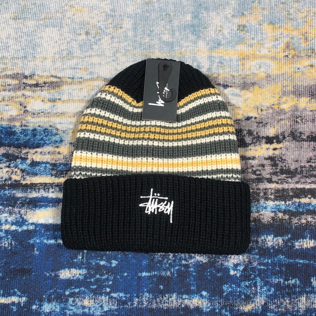 Stussy × Vintage Stussy Striped Cuff Beanie Size ONE SIZE - 1 Thumbnail