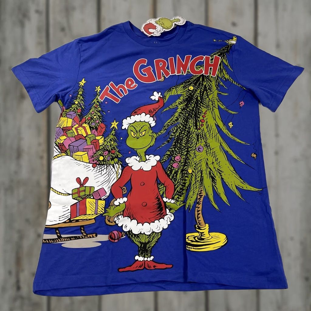 Vintage NWT Dr Seuss Sz M T-Shirt How The Grinch Stole Christmas 2022 AOP Wrap Graphic Size US M / EU 48-50 / 2 - 1 Thumbnail