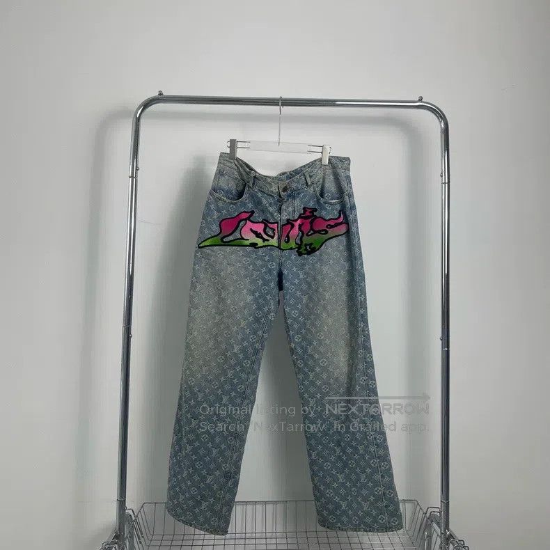 Louis Vuitton Louis Vuitton Flocked full-print jeans Size US 34 / EU 50 - 1 Thumbnail
