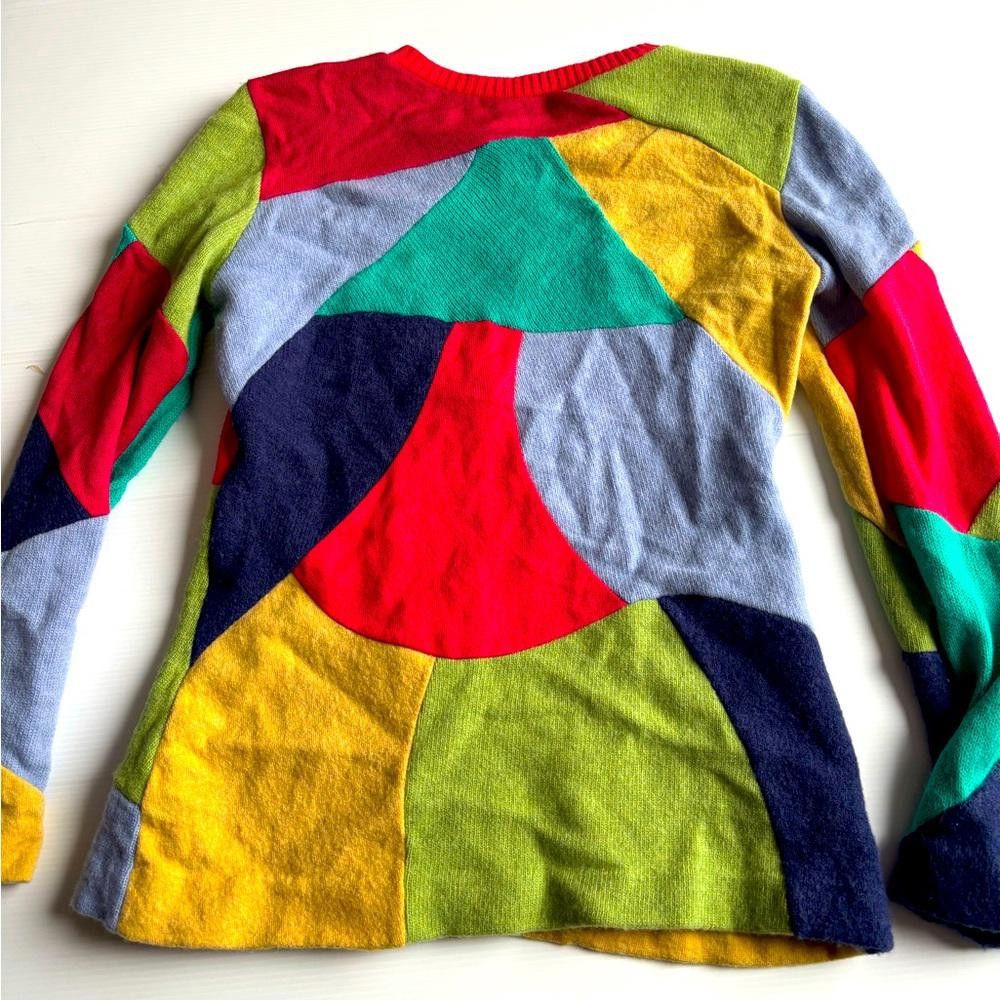 Designer Handmade Women's grunge Color Block zip up Sweater Size L / US 10 / IT 46 - 2 Thumbnail