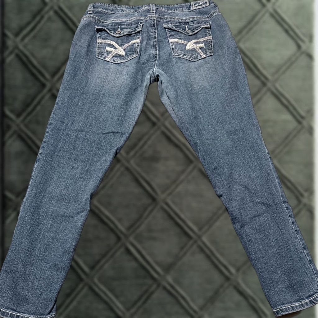 Denime Amethyst Women's Jeans Blue Stretch Denim Low-Rise Distressed 14 Skinny Jeans Size 36" / US 14 / IT 50 - 1 Thumbnail
