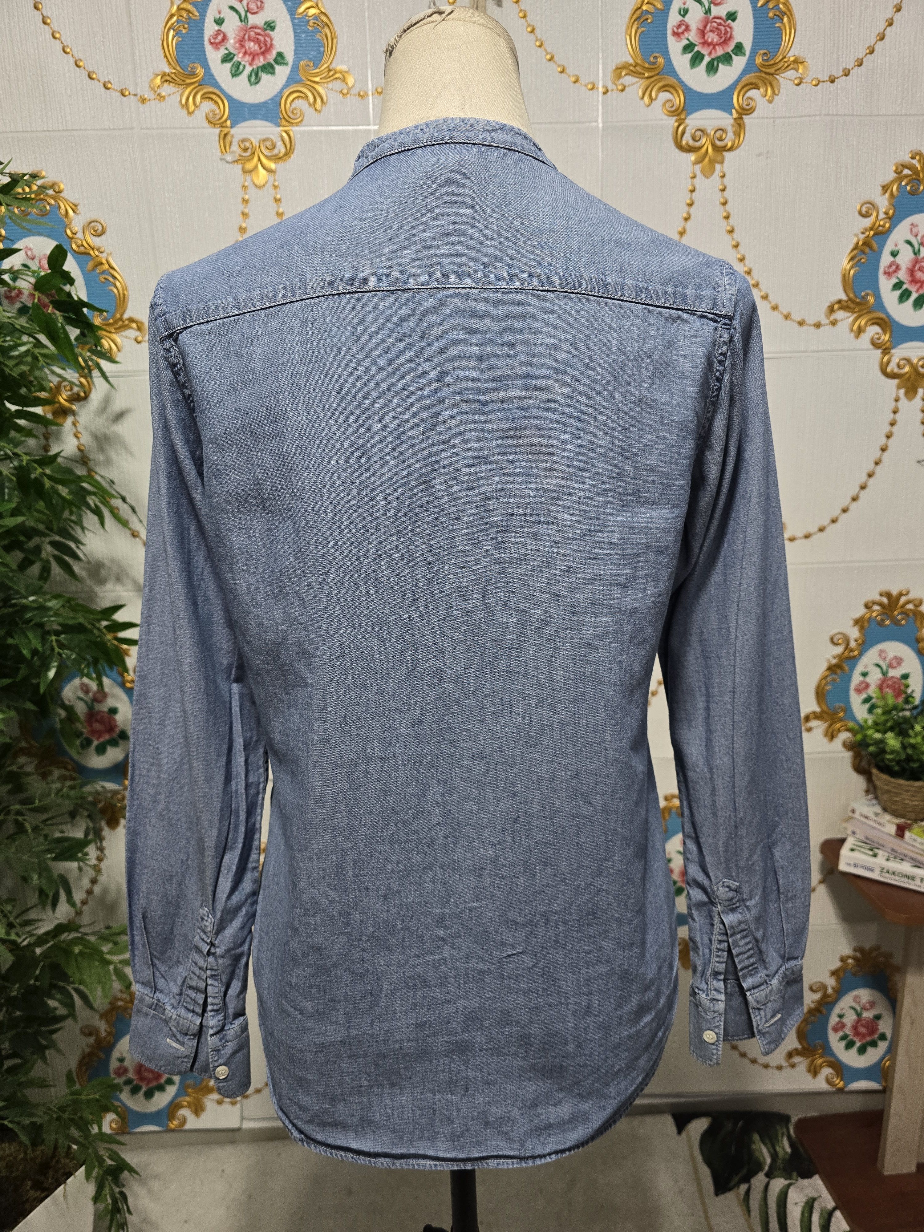 Aspesi Aspesi light blue chambray shirt with a band collar. SMALL Size S / US 4 / IT 40 - 9 Thumbnail