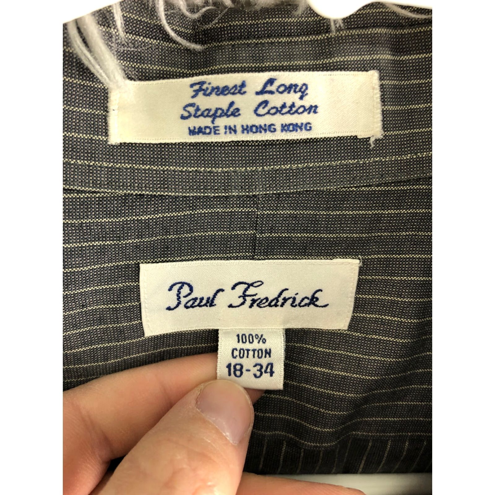 Vintage Paul Fredrick Shirt Size 18 34 Mens Gray Striped Long Sleeve Spread Collar Shirt Size US XXL / EU 58 / 5 - 6 Thumbnail