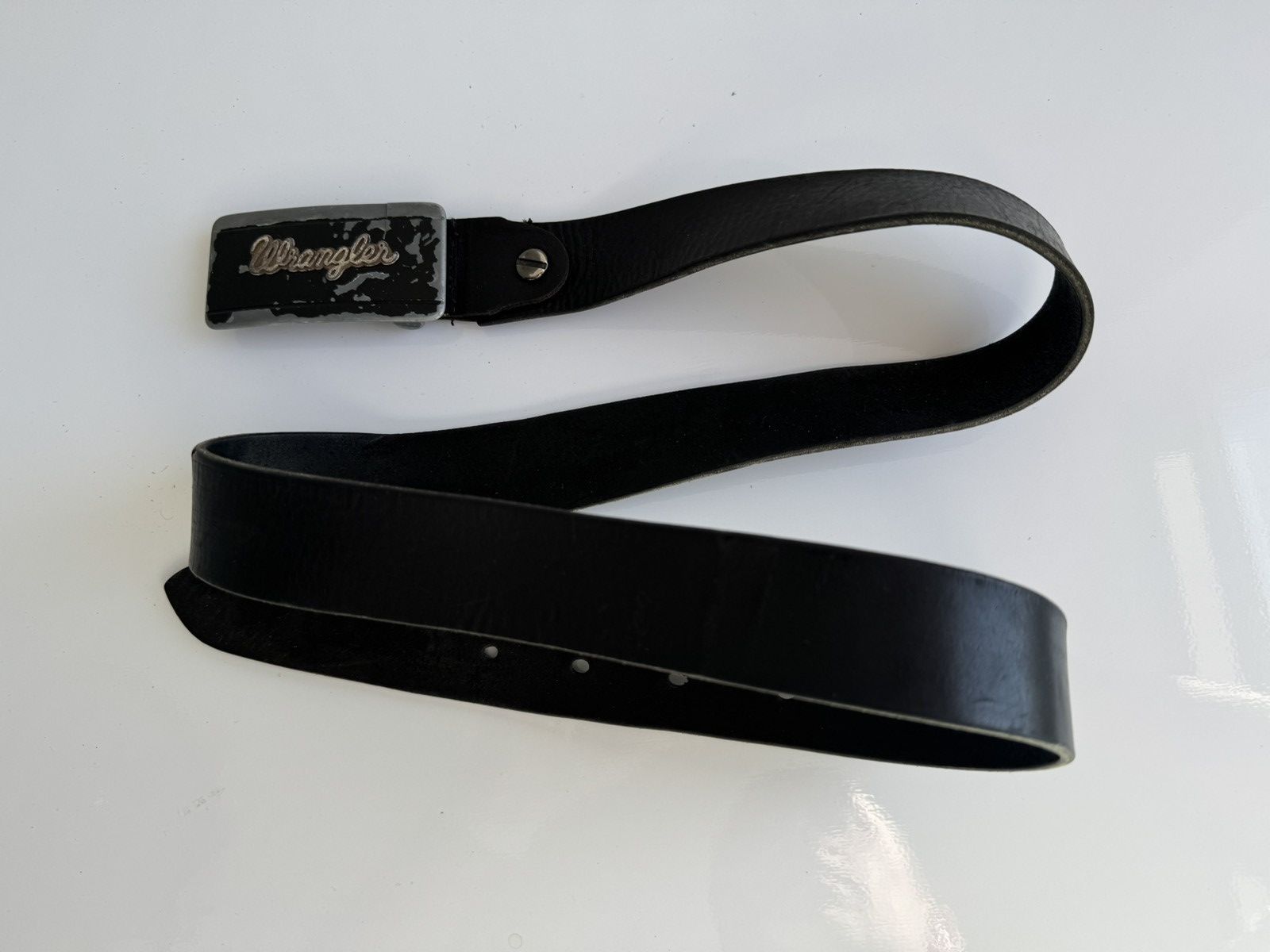 Wrangler Wrangler Vintage Logo Buckle Leather Belt Black Size ONE SIZE - 2 Thumbnail
