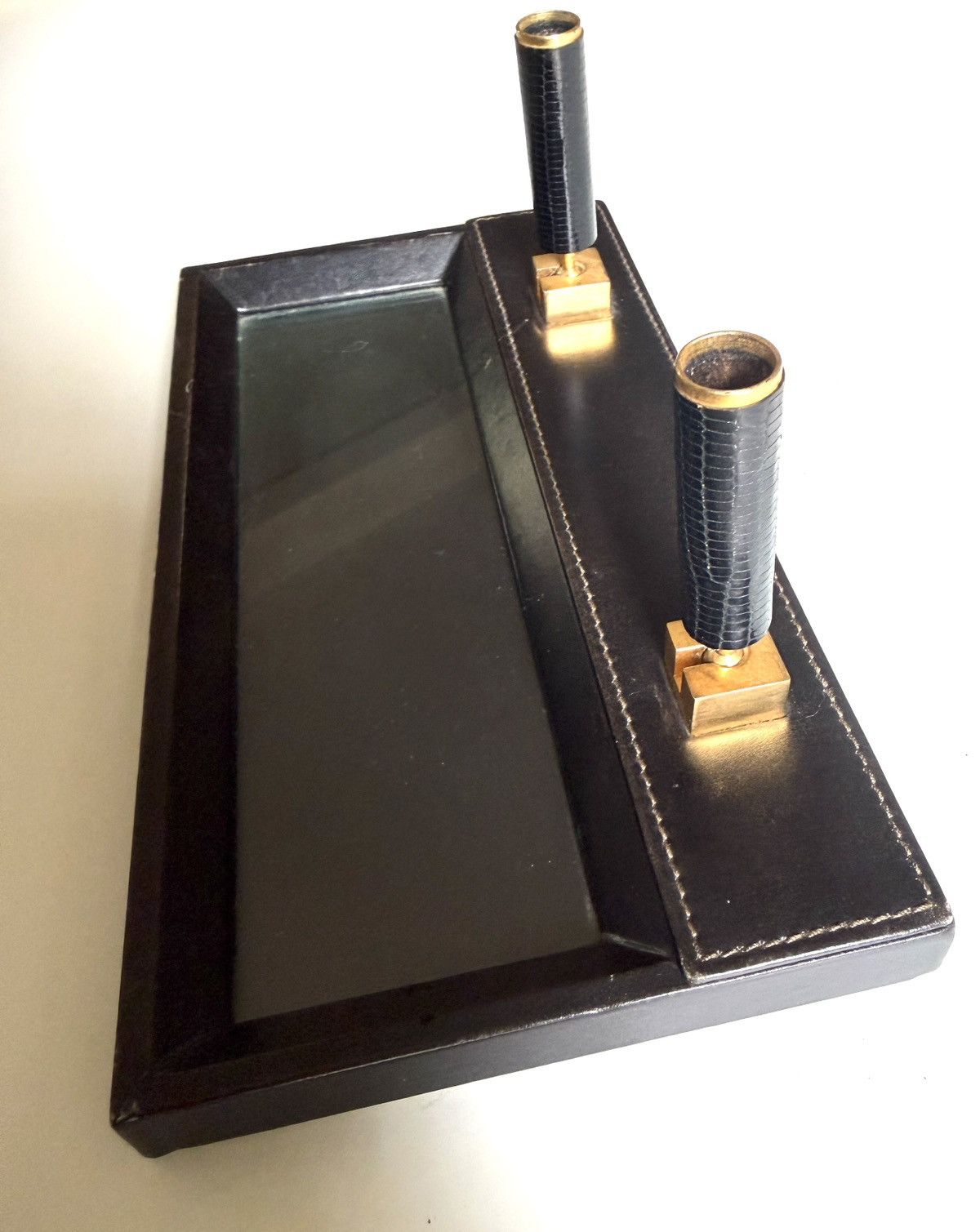 Gucci Vintage Gucci Dual Pen Holder Desk Set | Leather & Lizard Size ONE SIZE - 11 Thumbnail