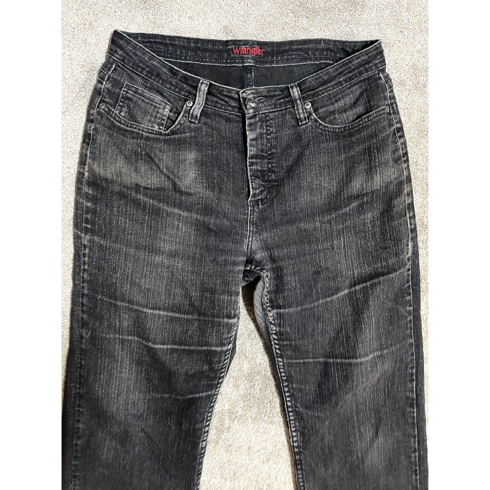 Wrangler VINTAGE Wrangler Jeans Black Distressed Straight 12P Petite Womens Size 34" / US 12 / IT 48 - 2 Thumbnail