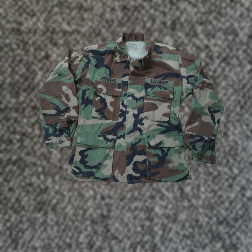 Vintage VINTAGE US Army Woodland Camouflage BDU Combat Coat Shirt Men S Short Military Jacket Coat Short Sleeve Pockets Size US 29 - 1 Thumbnail