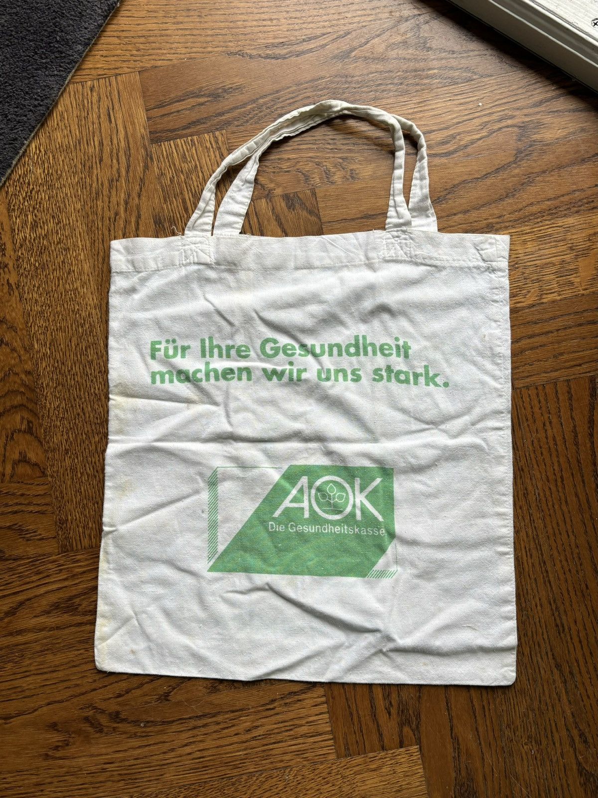 Vintage Vintage Tote Bag AOK Plus Insurance Dresden Germany Cotton Size ONE SIZE - 3 Thumbnail