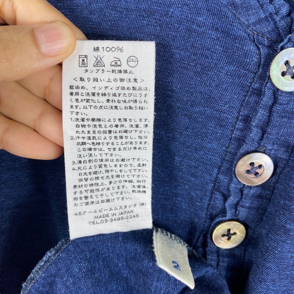 45rpm × Indigo 45RPM Natural Indigo Dyed Button Tee Shirt Size 2 Size S / US 4 / IT 40 - 8 Thumbnail