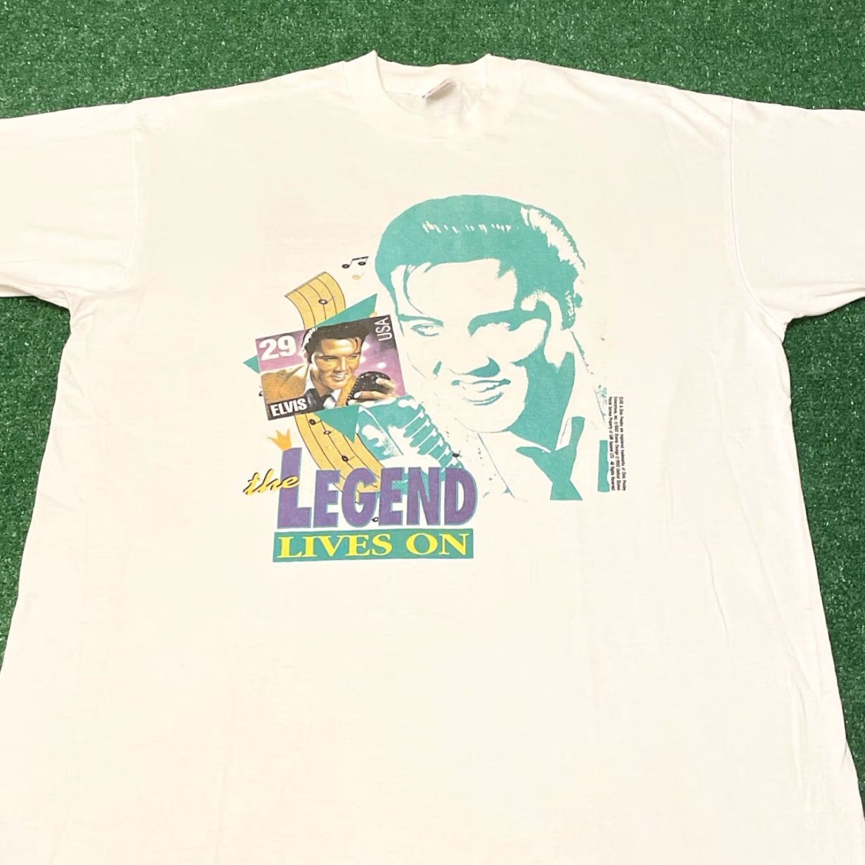 Vintage VINTAGE Elvis Presley The Legend Lives On 90s Shirt Mens XL White 1992 T-Shirt Men Size US XL / EU 56 / 4 - 4 Thumbnail