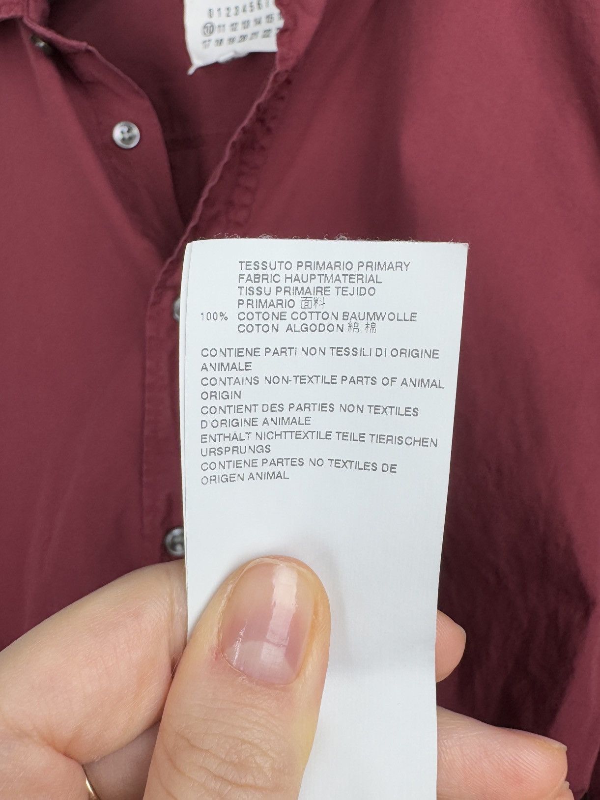 Maison Margiela Men’s Maison Martin Margiela Burgundy Long Sleeve Shirt 46 Size US S / EU 44-46 / 1 - 12 Thumbnail