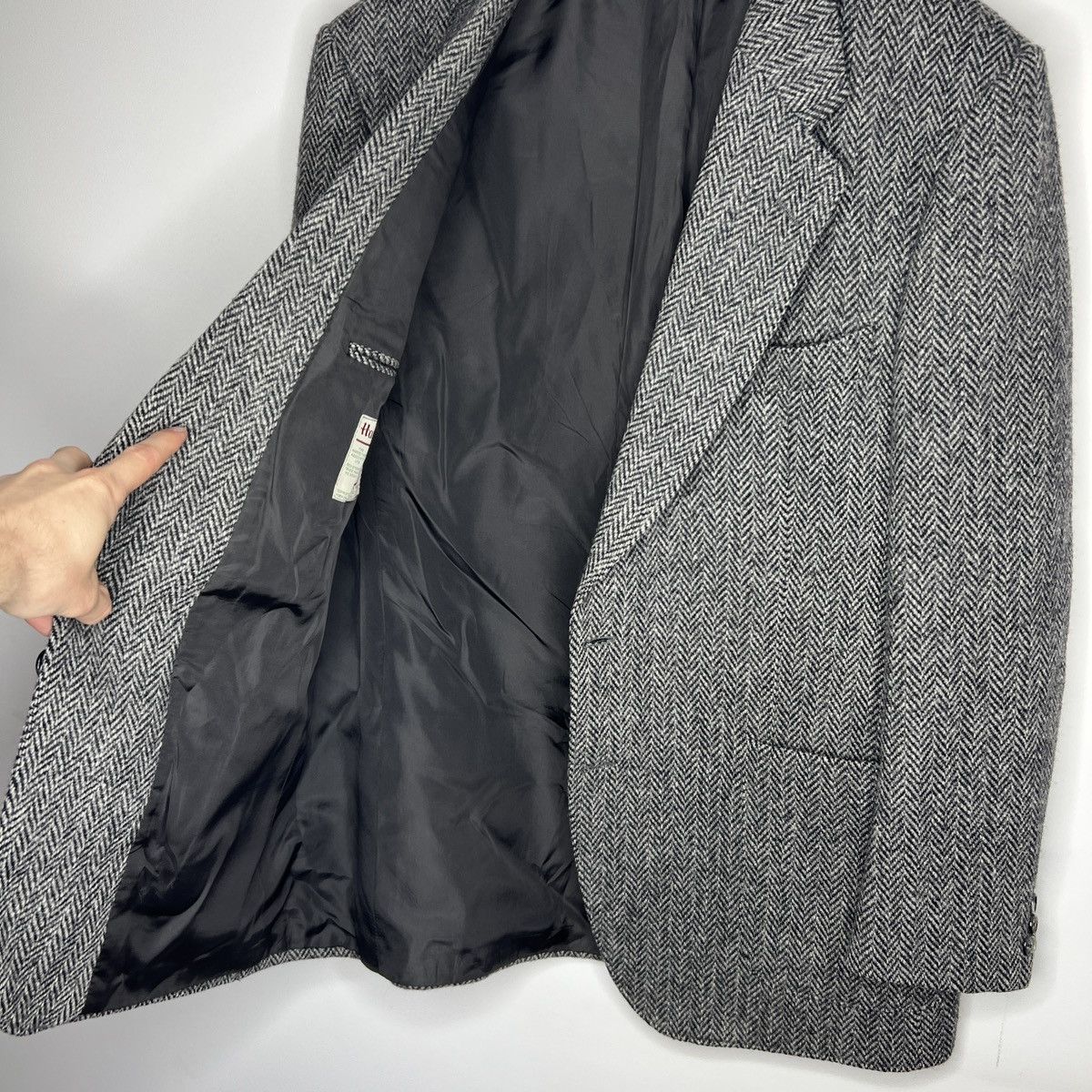 Designer × Harris Tweed × Vintage Vtg Harris Tweed Grey Coat WOOL Jacket Blazer 40 R Size 40R - 5 Thumbnail