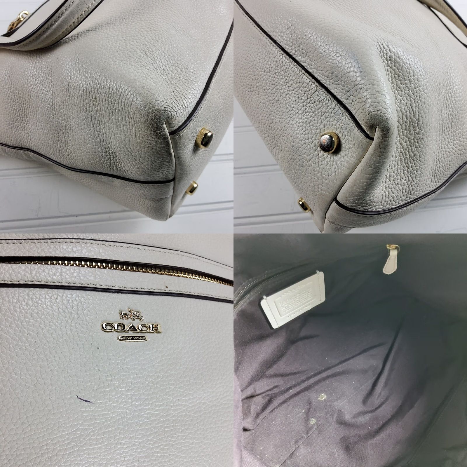 Coach Coach Tyler Large Shoulder Bag Handbag Purse Pebbled Leather White F54687 Womens Size ONE SIZE - 8 Thumbnail