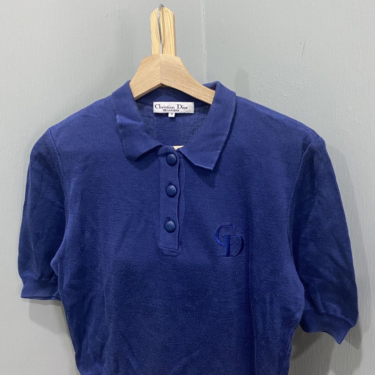 Christian Dior Monsieur Vintage Christian Dior Prêt-À-Porter Knit Polo - CD LOGO Size M / US 6-8 / IT 42-44 - 3 Thumbnail