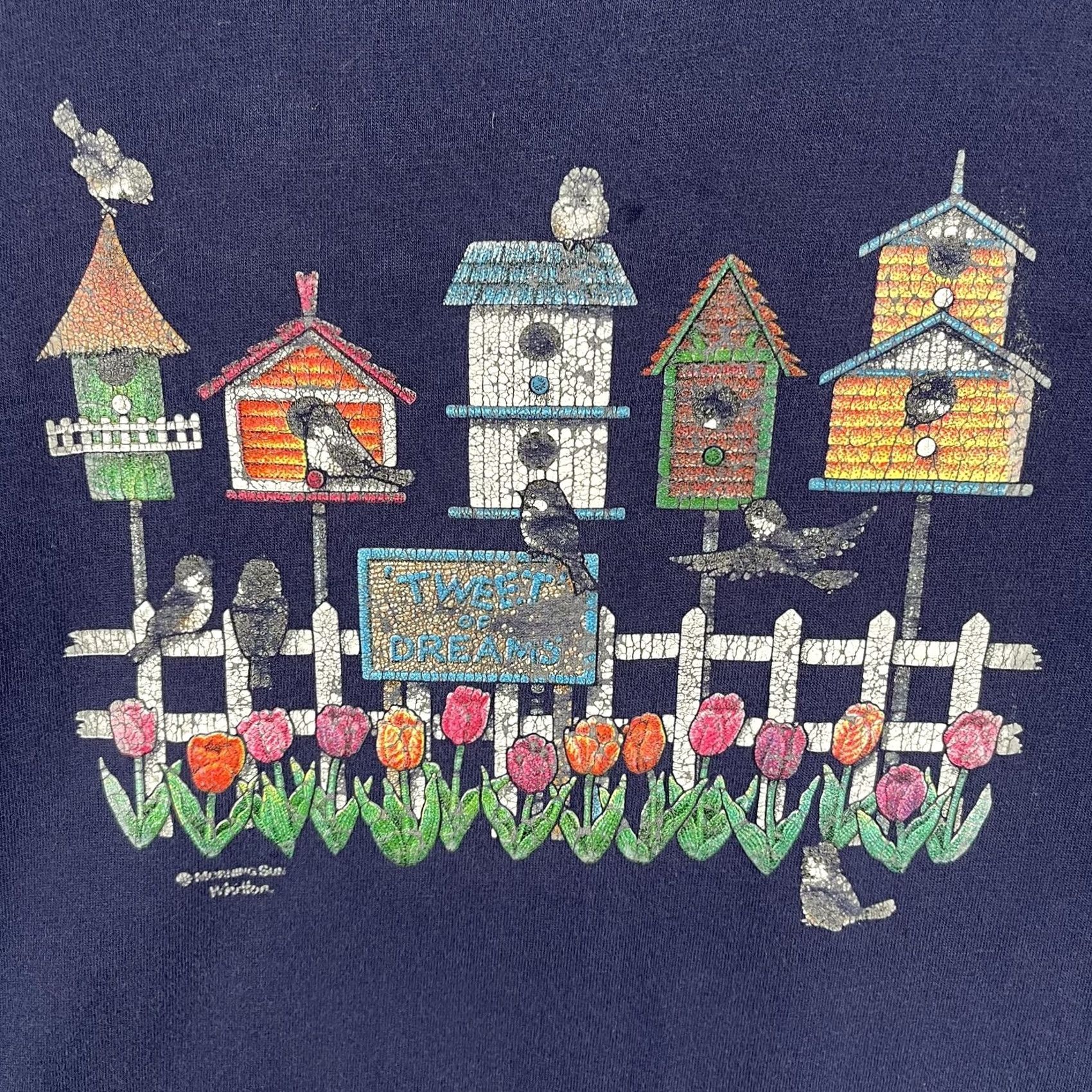 Vintage VINTAGE Morning Sun Shirt Womens Large Blue Birdhouse Tulip Ringer USA 90s Size L / US 10 / IT 46 - 6 Thumbnail