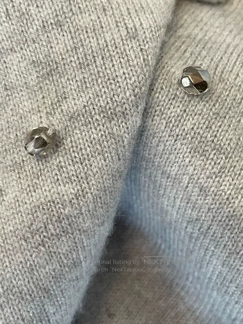 Brunello Cucinelli Brunello Cucinelli Light grey cashmere studded short-sleev Size M / US 6-8 / IT 42-44 - 5 Thumbnail