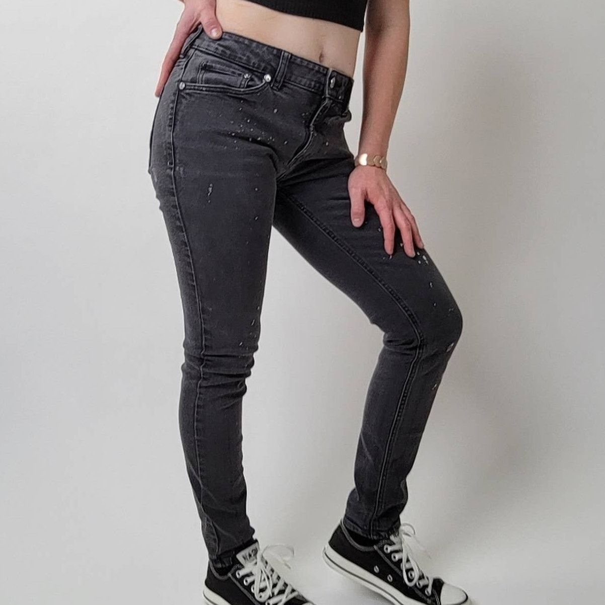 Pacsun Pacsun High Rise Skinniest Black Distressed Jeans redo Size 29" - 5 Thumbnail
