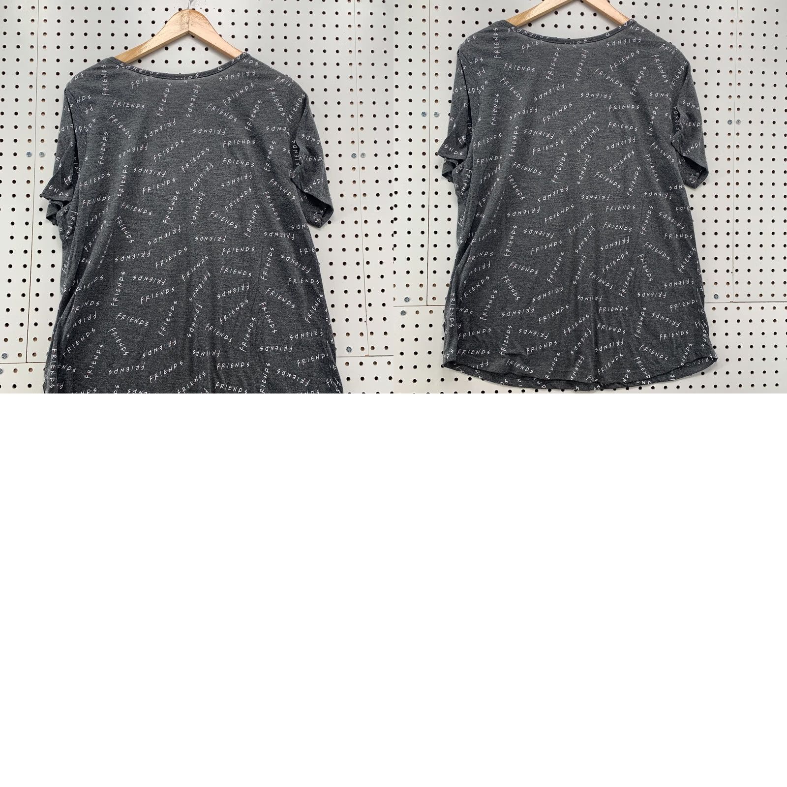 Vintage Friends AOP Shirt Gray V-Neck All Over Print Womens 1X Plus Size Girls Mens (adjust per gender not specified) Size XL / US 12-14 / IT 48-50 - 9 Thumbnail