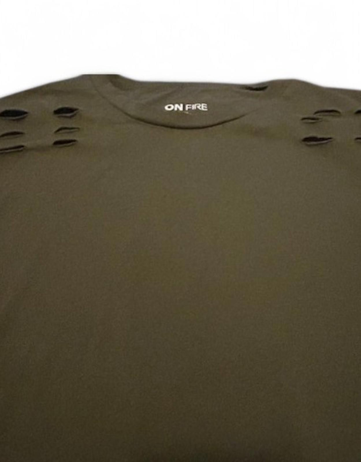 Kicks On Fire On Fire Cropped Tee XL (Fits S/M) Army Green Grunge Y2K Edgy Size S / US 4 / IT 40 - 6 Thumbnail