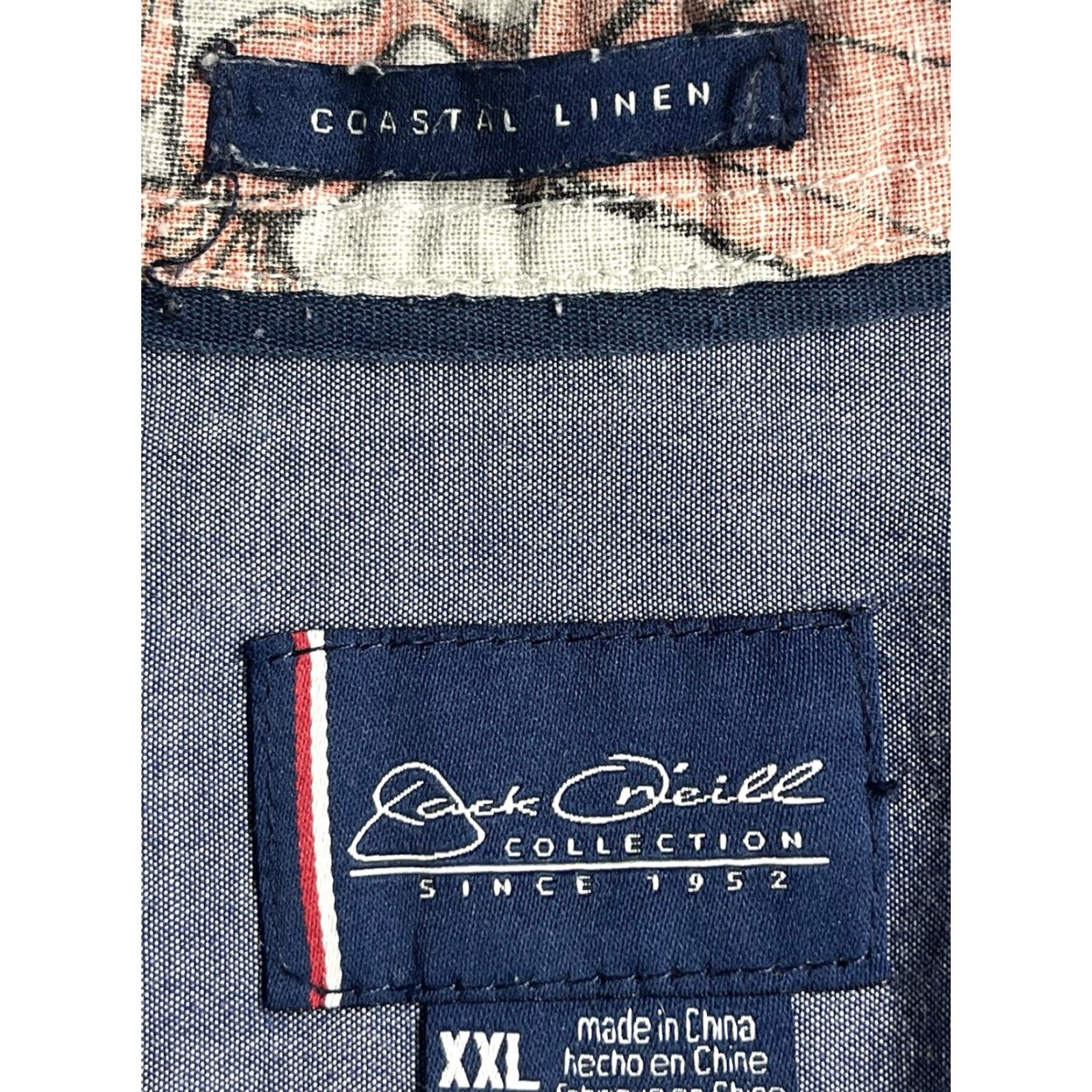 O'Neill Jack O'Neill Shirt Button Up Linen Blend Floral Short Sleeve 2XL Brown Cotton Linen Hawaiian Men Shirt Size US XXL / EU 58 / 5 - 5 Thumbnail