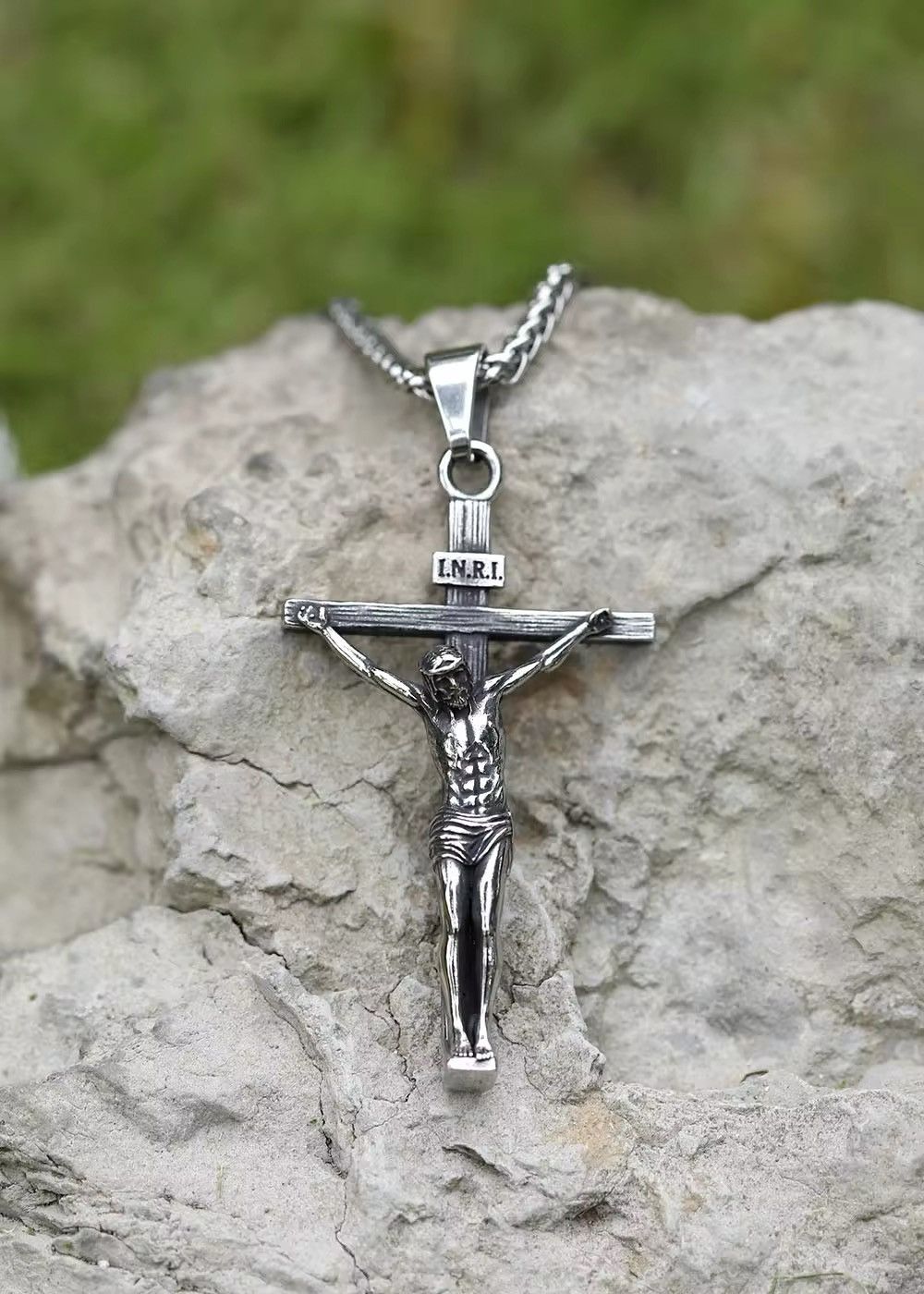 Jewelry Jesus Cross Amulet Pendant Necklace Size ONE SIZE - 3 Thumbnail