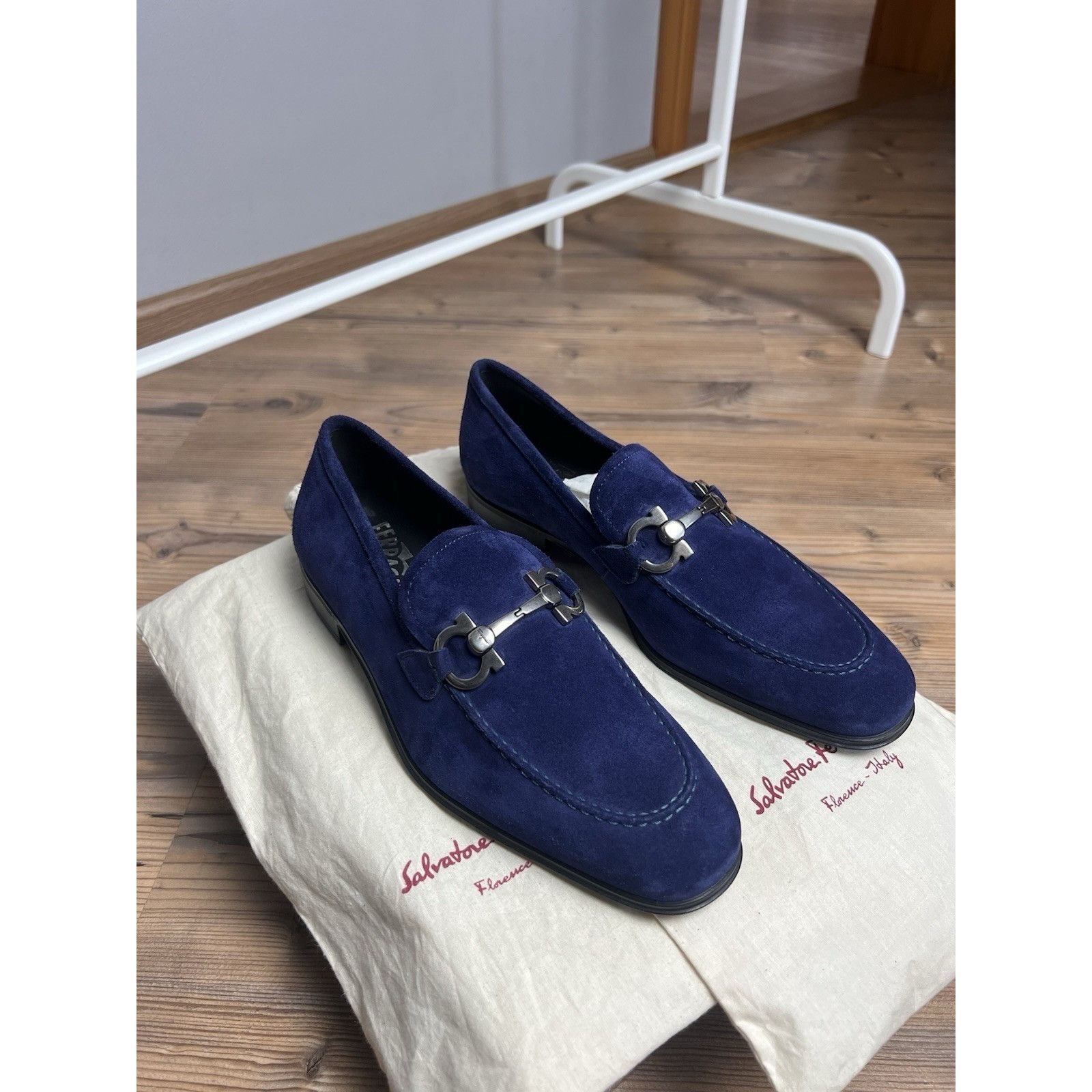 Salvatore Ferragamo NWT Salvatore Ferragamo Men's Blue Flori 2 Suede Loafers Sho Size US 6 / EU 39 - 2 Thumbnail