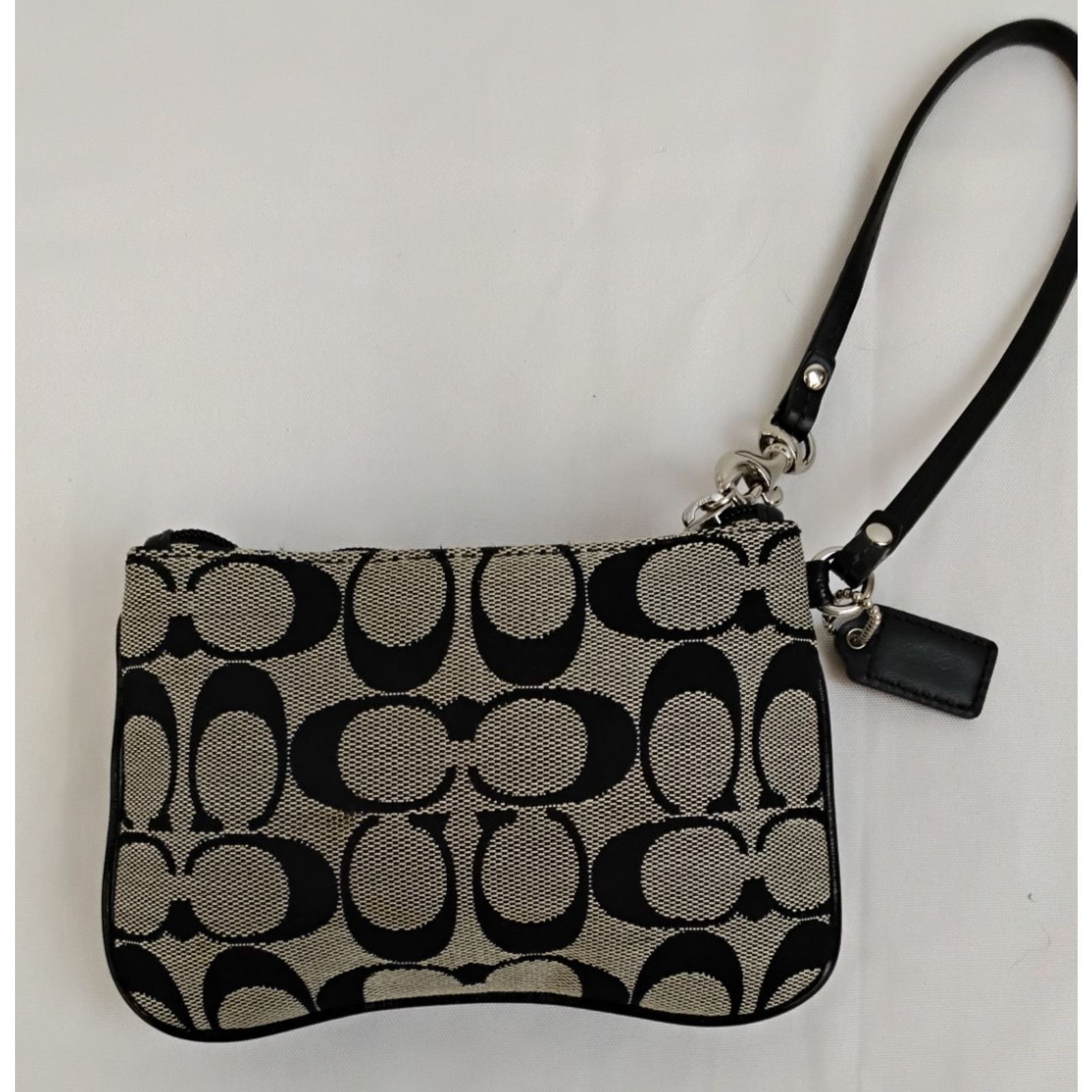Coach Coach Wristlet Clutch Signature C Black Leather Trim Size ONE SIZE - 3 Thumbnail