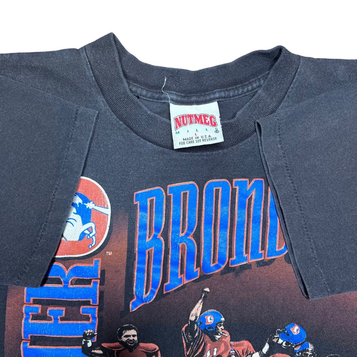 NFL × Nutmeg × Vintage Vintage 90s NFL Denver Broncos Spell Out Graphic Nutmeg Tee Size US XS / EU 42 / 0 - 2 Thumbnail