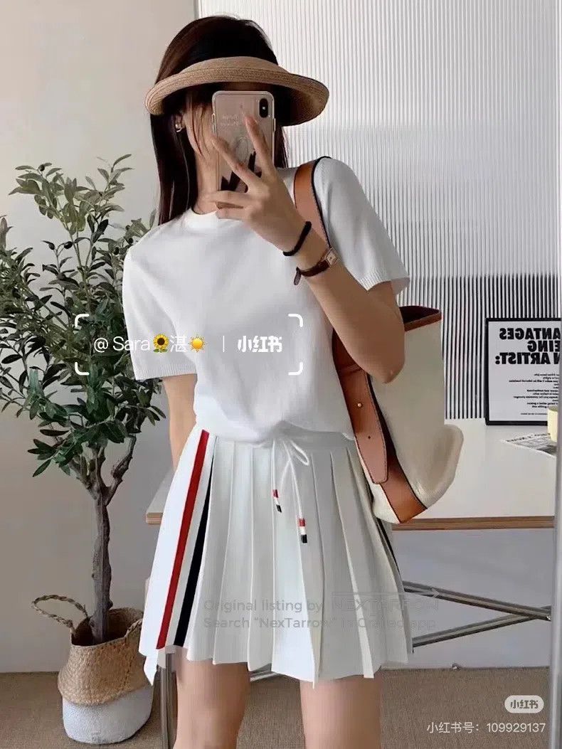 Thom Browne Thom Browne White drawstring pleated skirt Size 26" / US 2 / IT 38 - 1 Thumbnail