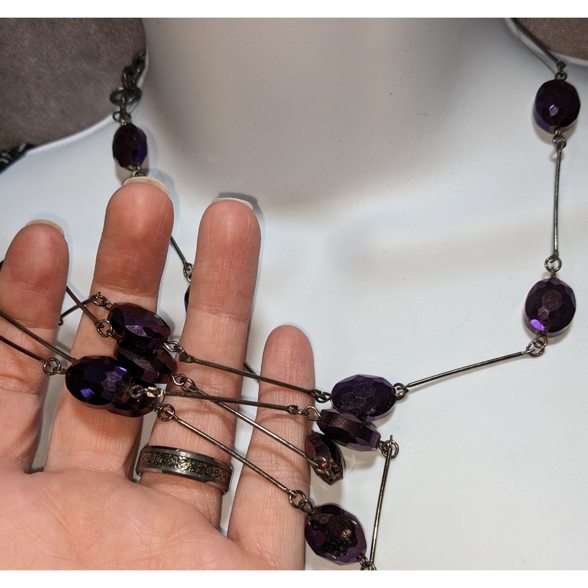 Other Charming Charlie Gothic Purple Faceted Bead Station Necklace Size ONE SIZE - 7 Thumbnail