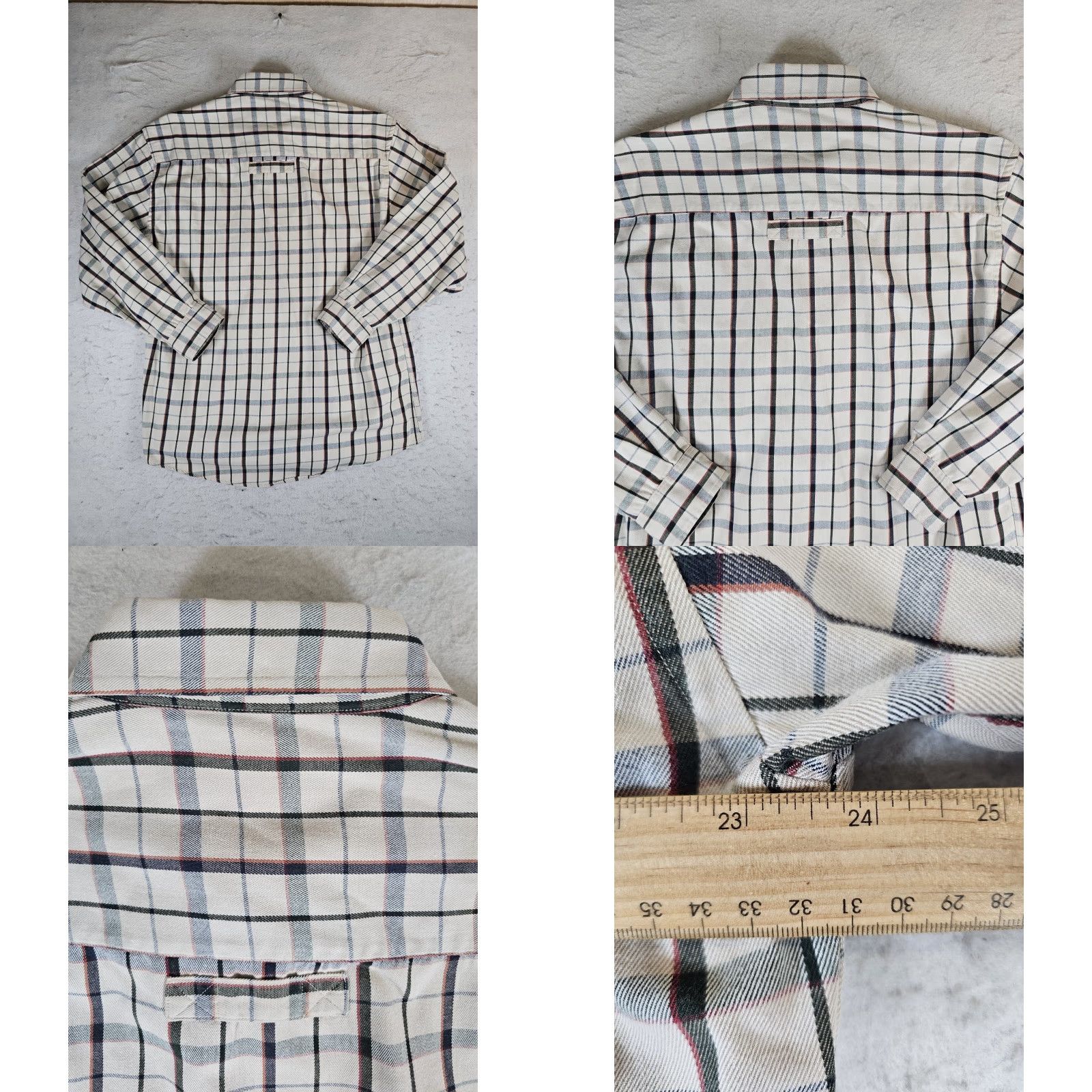 Vintage Willis & Geiger Cream Checkered Long Sleeve Button Up Dress Shirt Men's L Large Size 42R - 8 Thumbnail