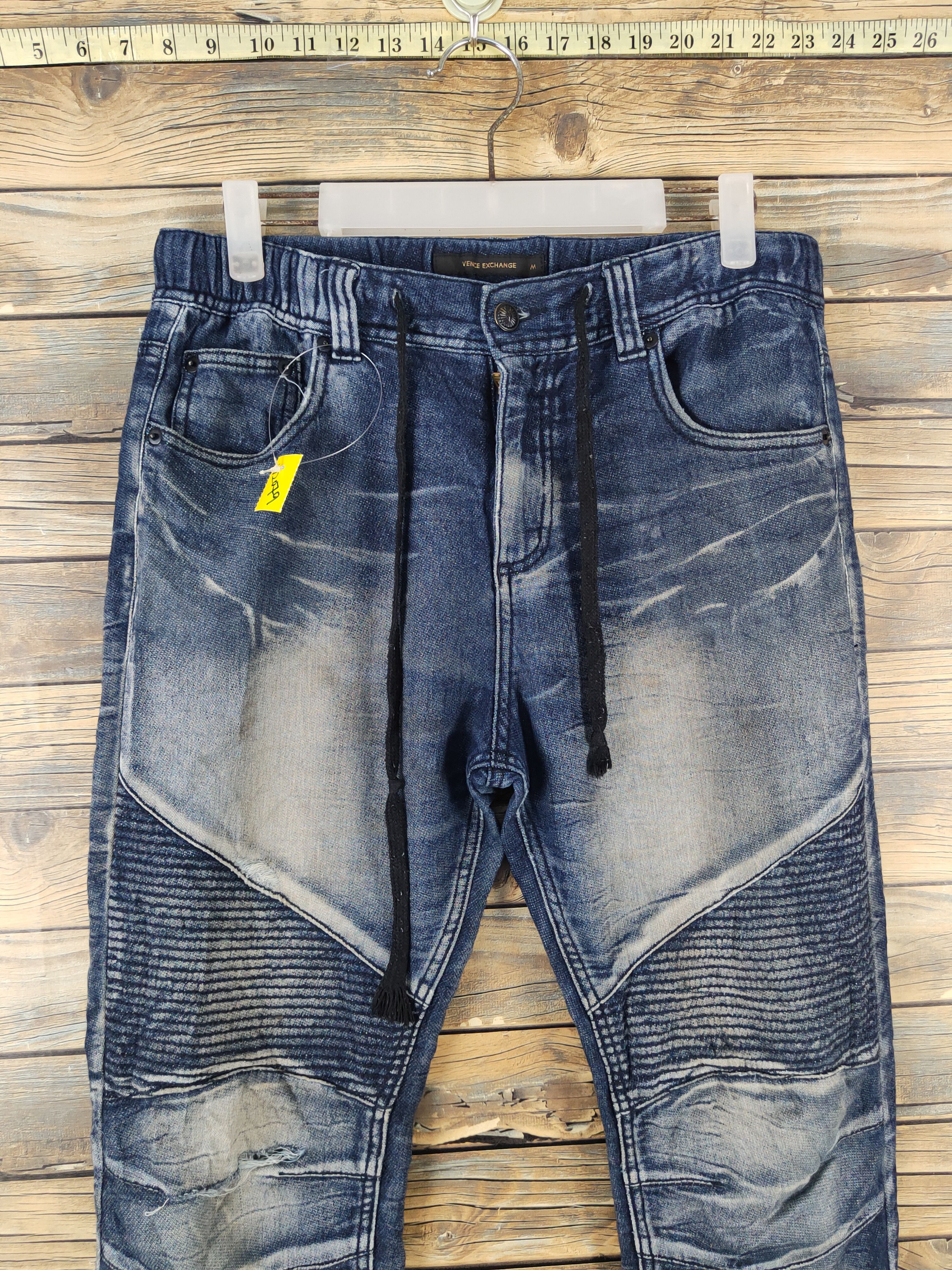 Japanese Brand Vence Exchange Blue Distressed Ripped Jogger Jeans #W2079 Size US 31 - 2 Thumbnail