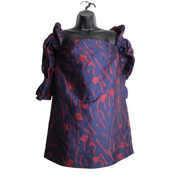 Other C/MEO Collective Sample Indulgent LS Mini Dress Navy Floral Size S / US 4 / IT 40 - 1 Thumbnail