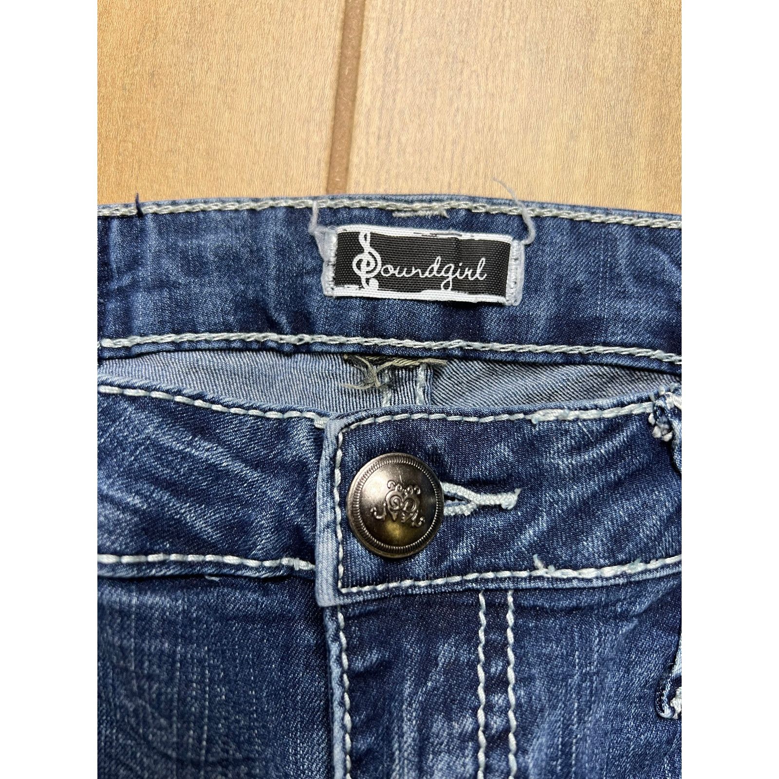 Vintage Soundgirl Y2K Rhinestone Bootcut Jeans Low Rise Womens 29 Size 29" - 3 Thumbnail