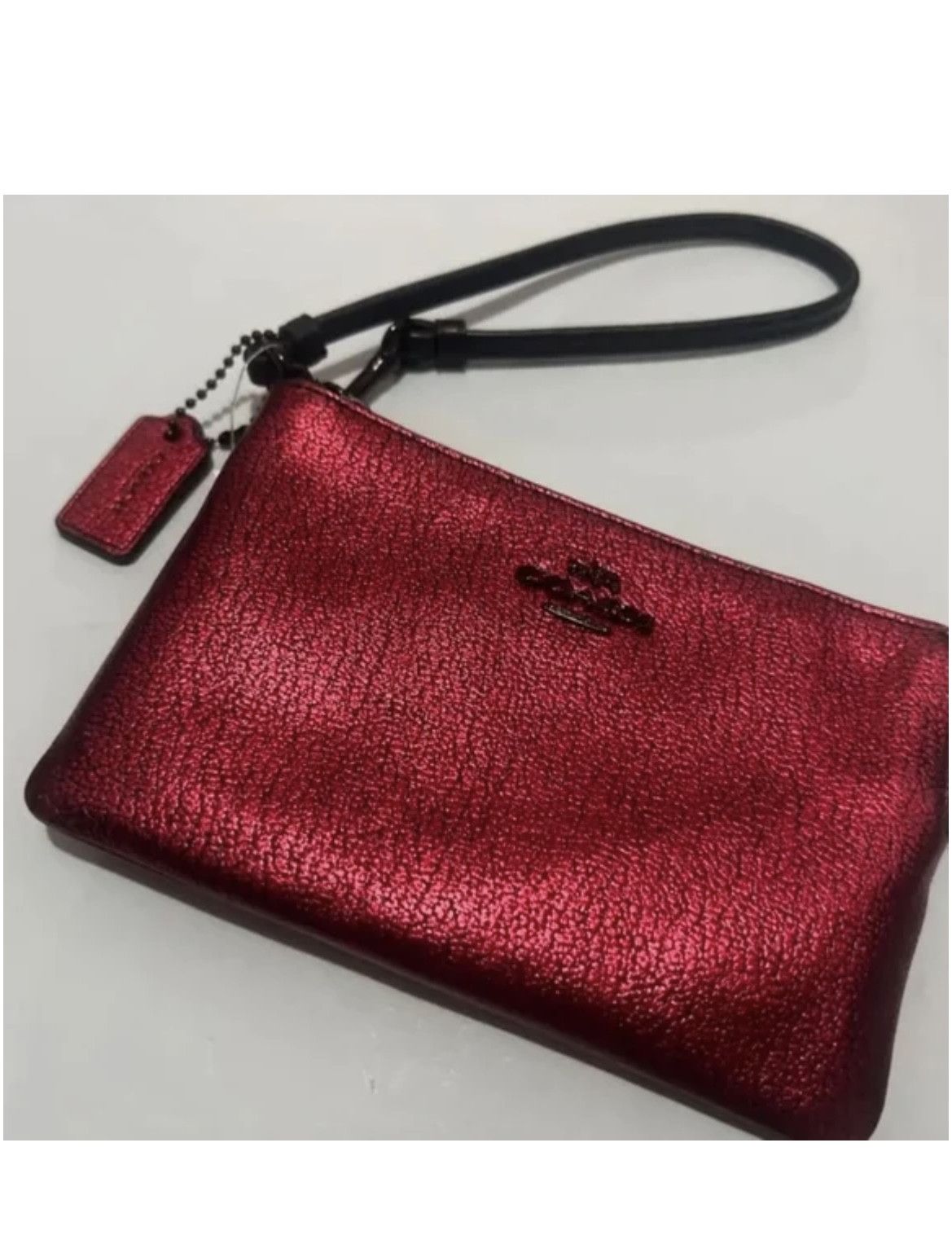 Coach COACH Red Metallic Leather Wristlet Wallet Size ONE SIZE - 1 Thumbnail