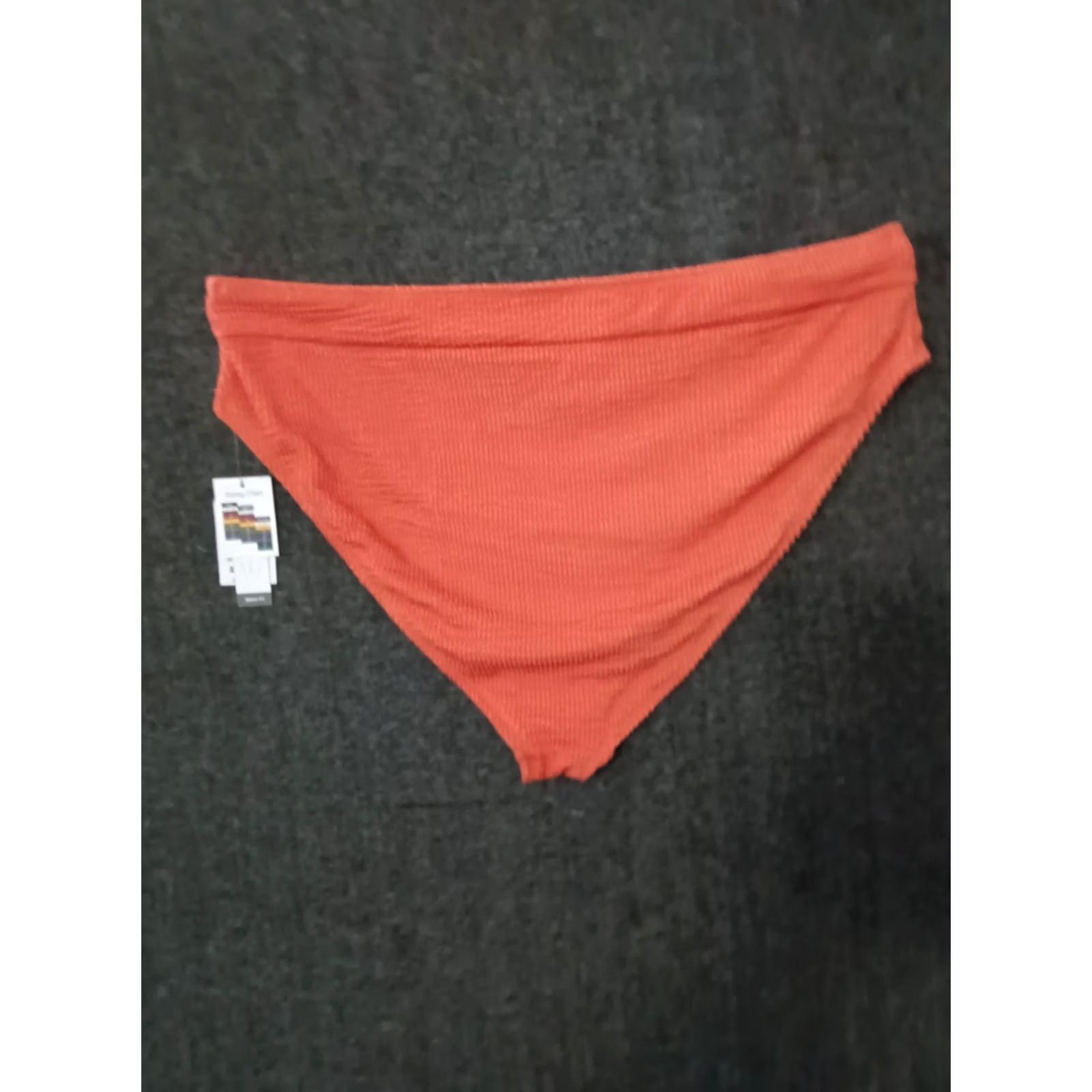 Vintage Time Tru Swim Bottom Womens 1X 16W-18W Orange High Waist Bikini Textured Ribbed Bottom Size 40" / US 18 - 2 Thumbnail