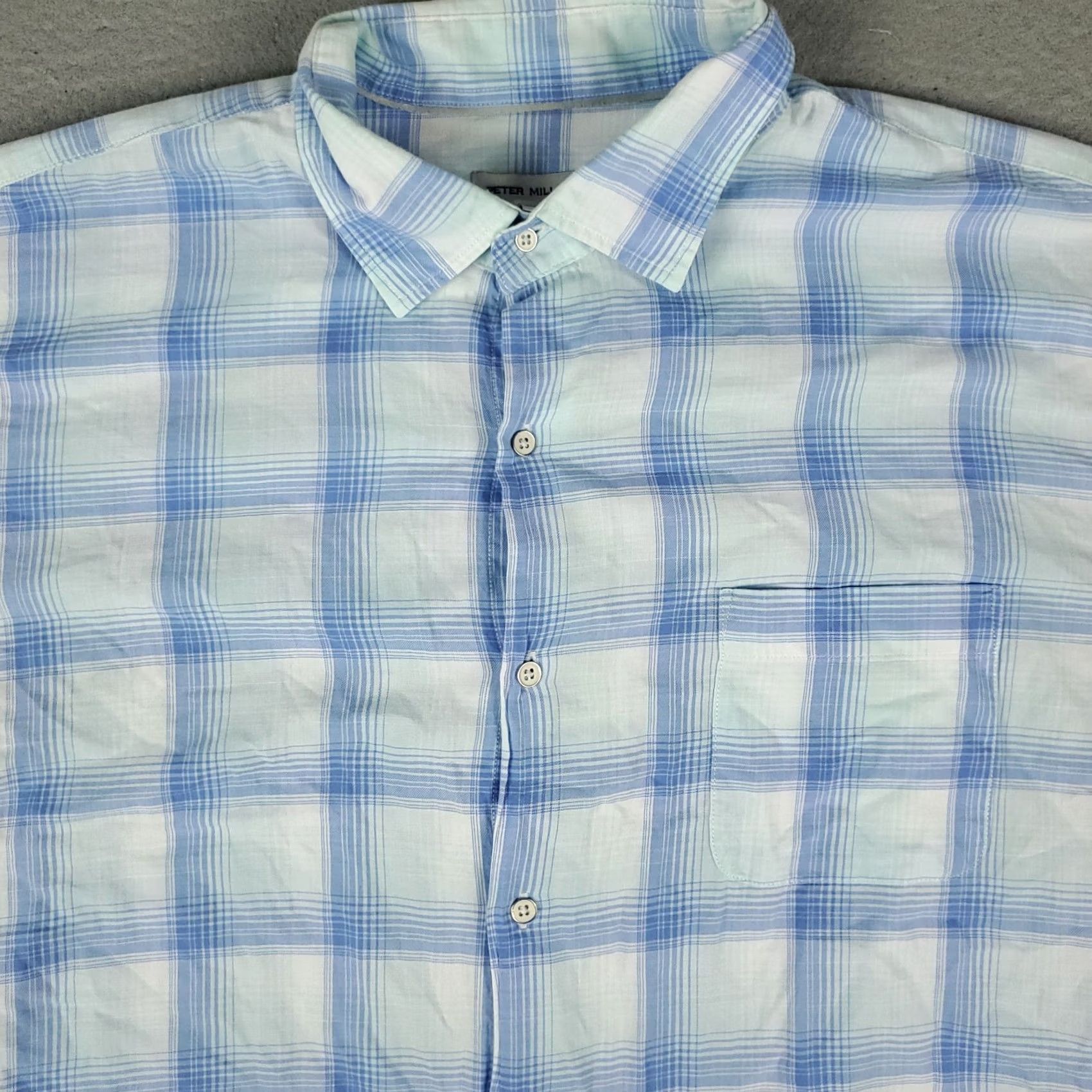 Peter Millar Peter Millar Shirt Mens Blue Plaid Casual Button Up Long Sleeve - Vintage Size US XL / EU 56 / 4 - 2 Thumbnail