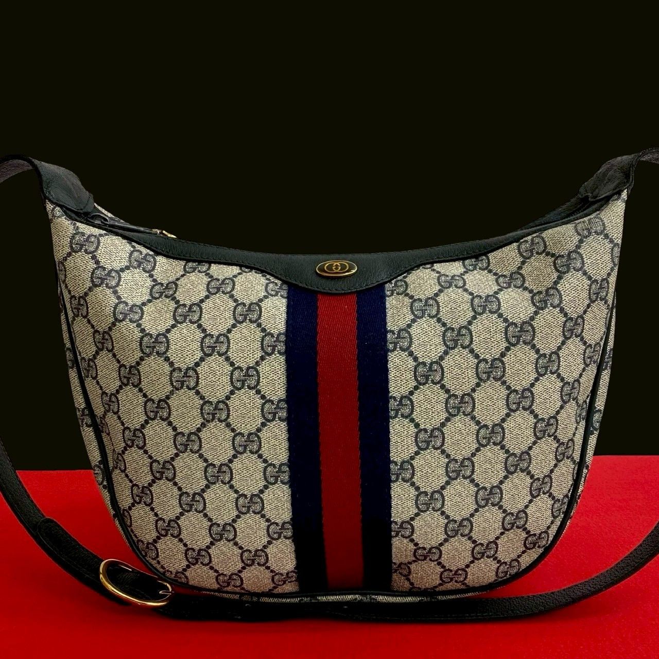 Gucci Gucci Old Gucci GG Logo Pvc Leather Shoulder Bag Leather Shoulder Bag in Blue, Women's