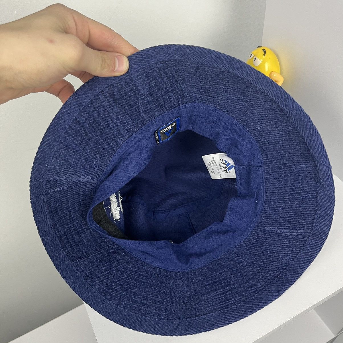 Adidas × Vintage 🫐VINTAGE🫐 Adidas Headwear Blue Corduroy Velvet bucket Hat Size 28 - 10 Thumbnail